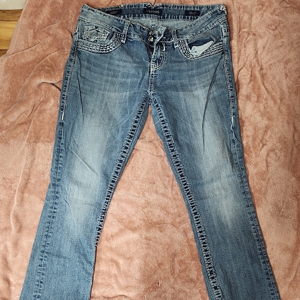 Express Distressed Blue Skinny Jeans